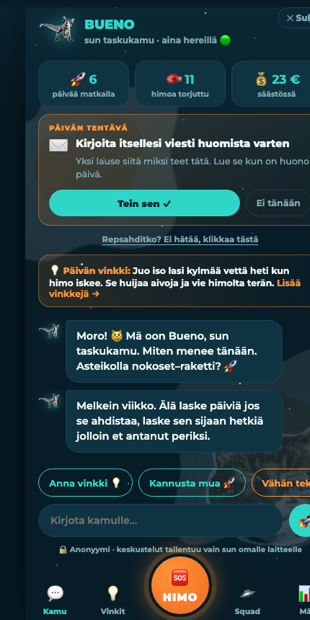 Etusivu ja päivän tehtävä